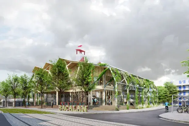 Vue 3D de l'extérieur de la bibliothèque Bacalan
