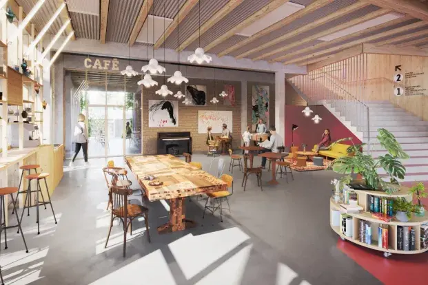 Vue 3D de l'intérieur de la bibliothèque Bacalan