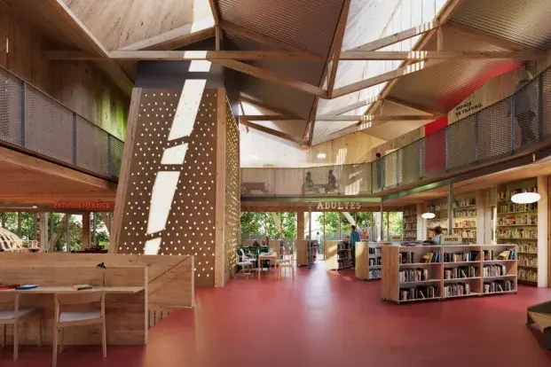Vue 3D de l'intérieur de la bibliothèque Bacalan