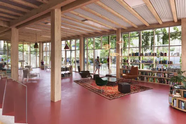 Vue 3D de l'intérieur de la bibliothèque Bacalan