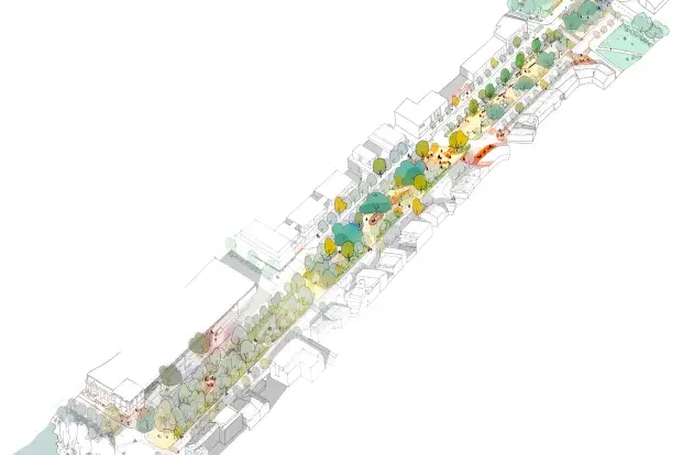 Photo : Le réaménagement de l'allée Serr offre une nouvelle perspective végétale de Bastide Niel au quai des Queyries. © Bouriette&Vaconsin et Kéé Paysages