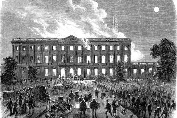 L. Dumont, d’après O. Merson, Incendie de l’hôtel de ville de Bordeaux. L’Illustration, juin 1862.