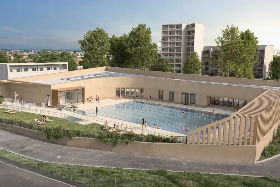 Vue 3D de la future piscine Jean Zay, avec son bassin nordique