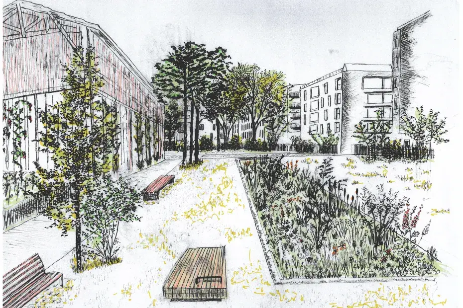 Esquisse du futur jardin de la Faïencerie