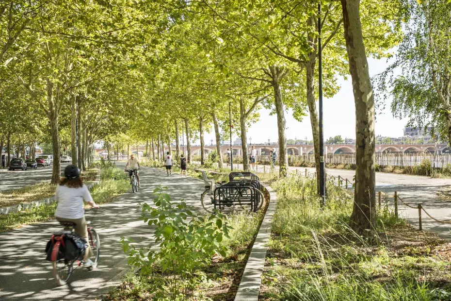 Quais rive droite, vélos et piétons se baladent