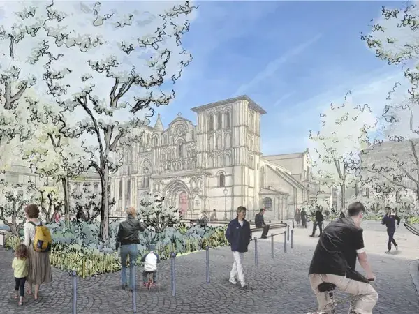 Esquisse de la place Renaudel à Bordeaux Sud réaménagée