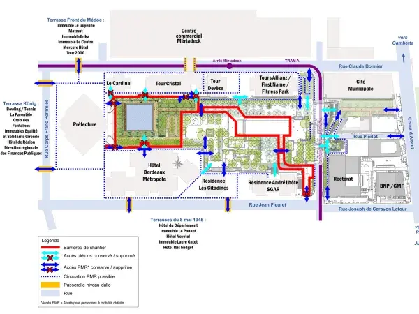 Plan de circulation autour du bassin de l'esplanade Charles de Gaulle