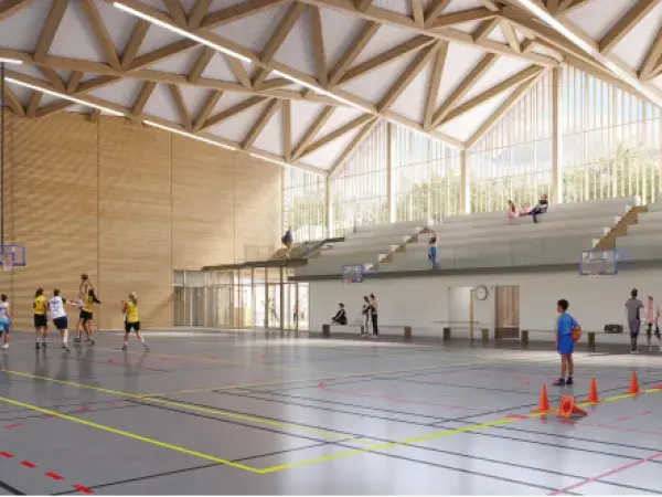 Photo : Un lieu innovant dont l’intérieur est chauffé grâce au réseau de chaleur urbain et refroidi par « géocooling » à l’aide de 26 pieux géothermiques. © TEKHNE / Lieux Fauves Architectes et Node Architecture
