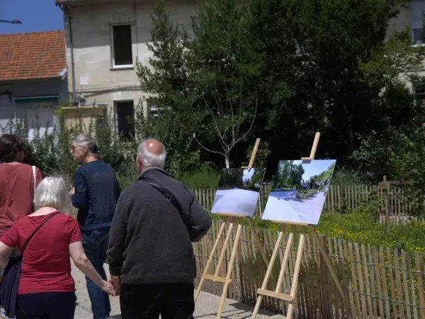 Pommiers et autres fruitiers ont été plantés sur une partie de l'allée imperméabilisée