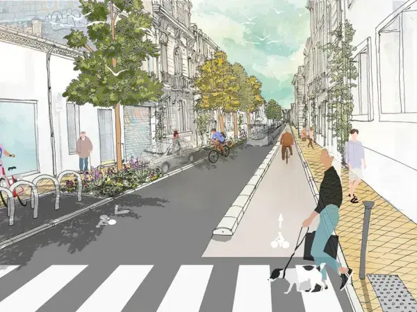 Esquisse de la rue de Pessac après son réaménagement