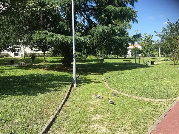 Photo d'un passage du square Armand Faulat envahit par l'herbe avant la rénovation.
