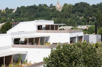 vue aérienne bâtiment frugal