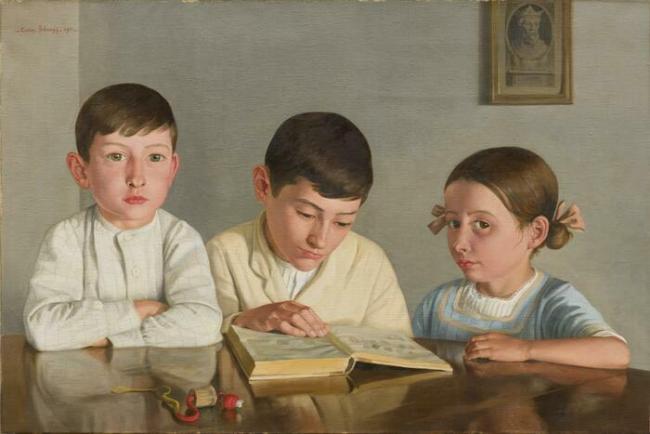 Photo : © Gaston Schnegg, ‘Pierre, Jeanne et André enfants’, 1911, détail © Photo : F. Deval, mairie de Bordeaux.